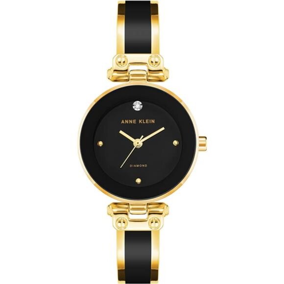 Women's Genuine Diamond Gold Dial‎ Bangle Watch - Picture 1 of 6